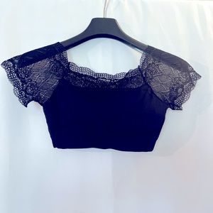 Black lace bralette top with cups